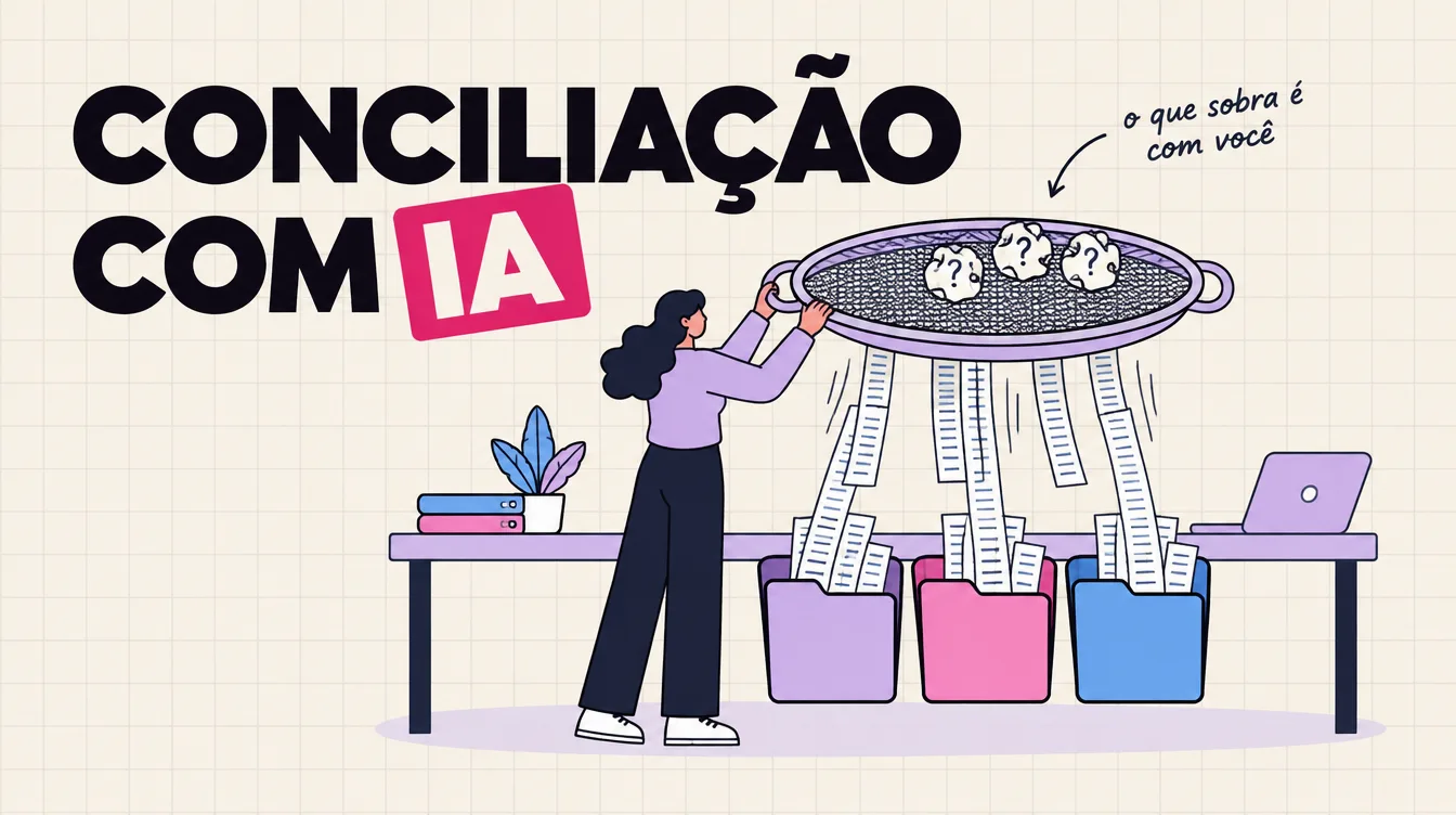 Conciliação bancária como peneira: a maioria das tiras de extrato cai nas pastas e as esquisitas esperam alguém
