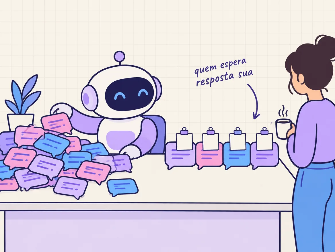 Robô separa as conversas que esperam retorno e prende um rascunho de mensagem em cada uma
