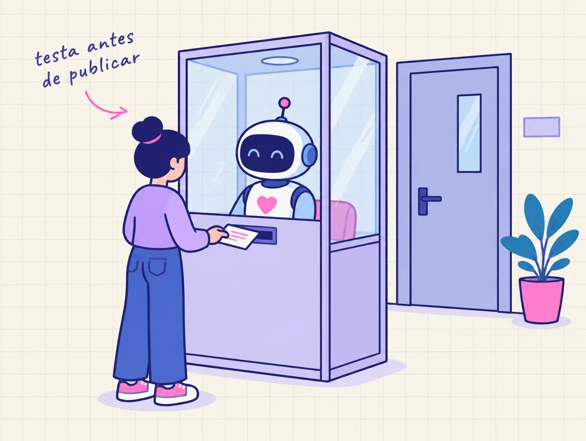 Robô dentro de uma cabine de teste responde a um cartão antes de a porta para o escritório abrir